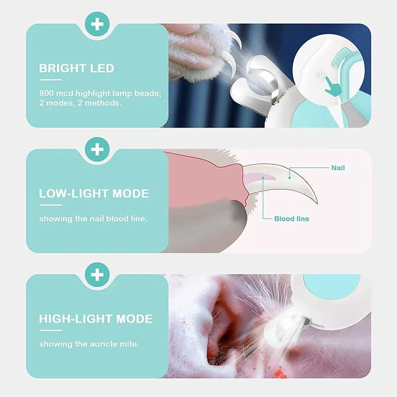 LED Pet Nail Clipper – Safe & Precise Cat Grooming Tool & Pets