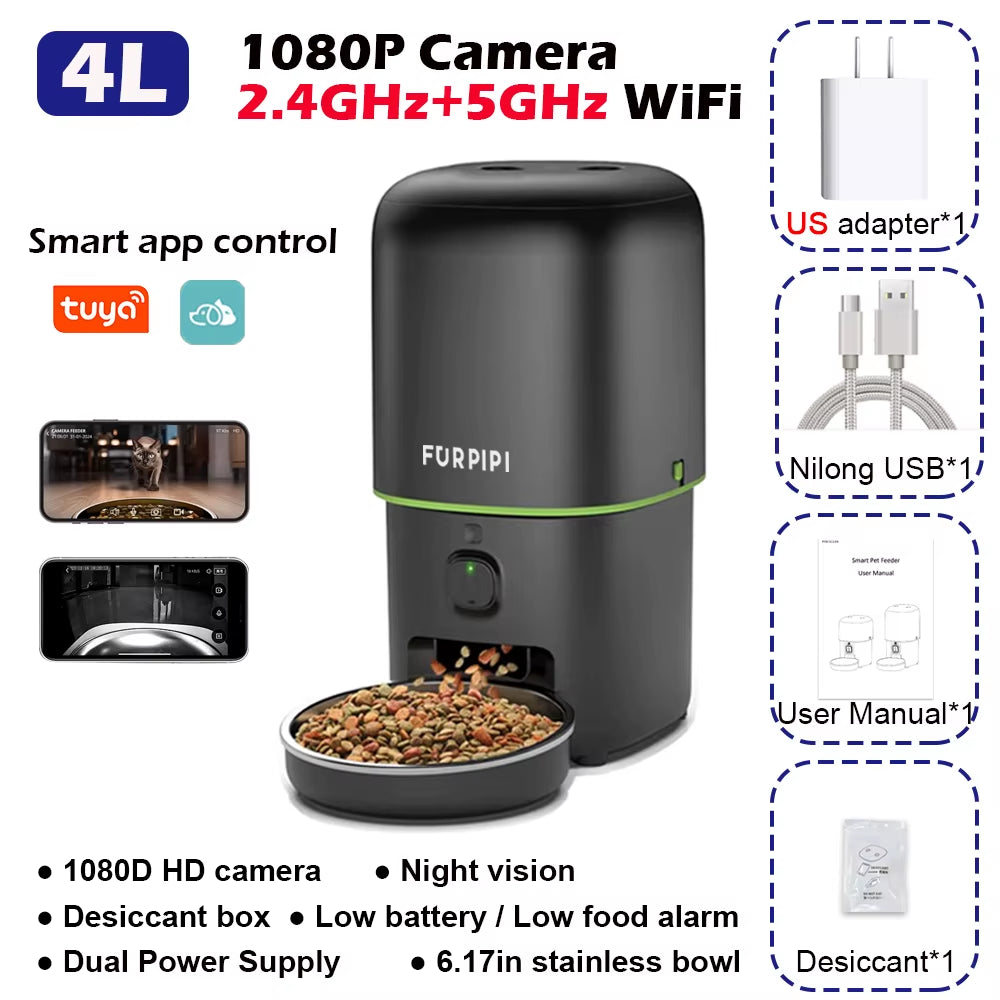 Smart Cat Feeder with 1080P Camera & 5G WiFi