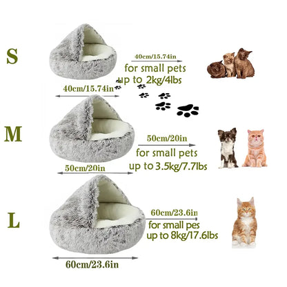 Cat Bed round Plush Fluffy Hooded Cat Bed Cave, Cozy for Indoor Cats or Small Dog Beds, Doughnut Calm Anti-Nxiety Dog Bed