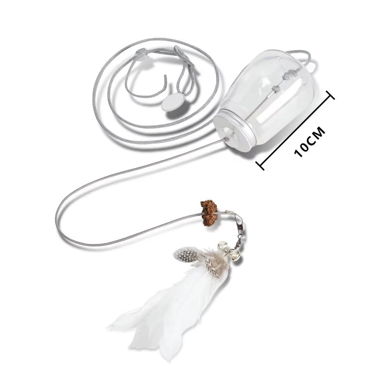 Interactive Cat Toy with Feather, Bell & Food Dispenser