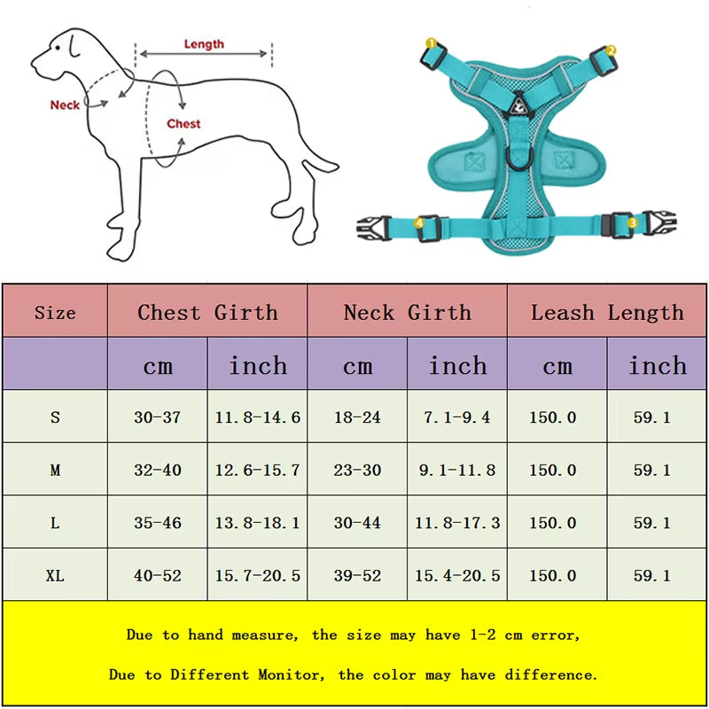 Dog Harness & Leash Set Adjustable & Reflective