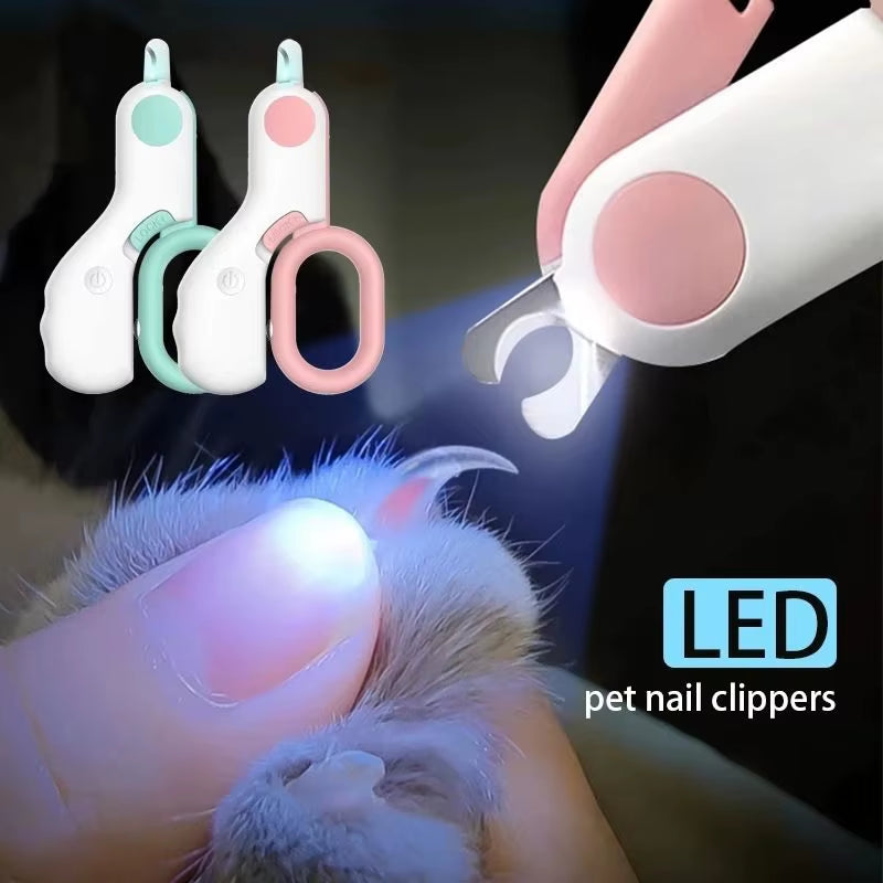 LED Pet Nail Clippers in Action – Safe Cat & Dog Nail Trimming with Illuminated Quick Detection and Ergonomic Handle