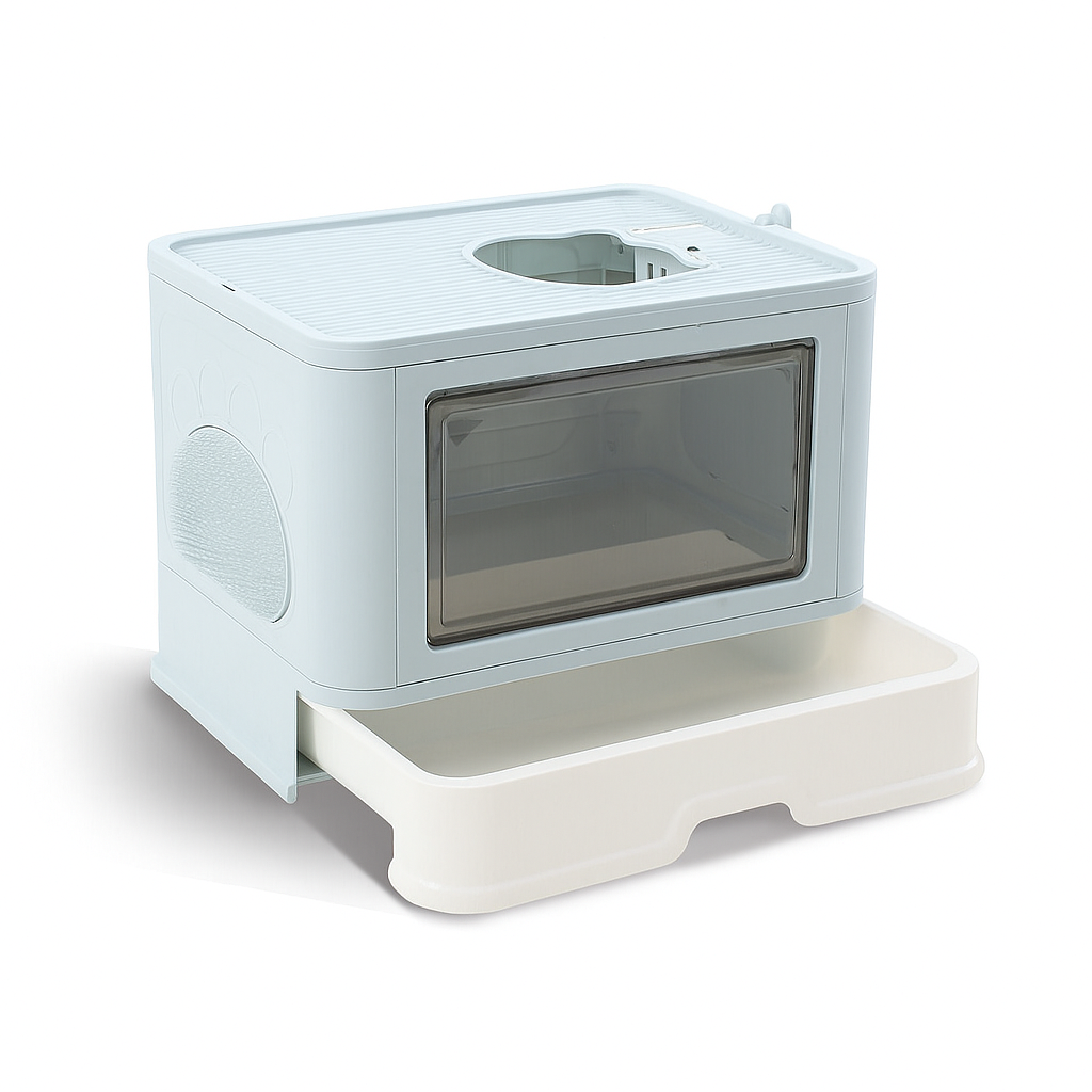 Pawz Foldable Cat Litter Box – Hooded & Enclosed Blue