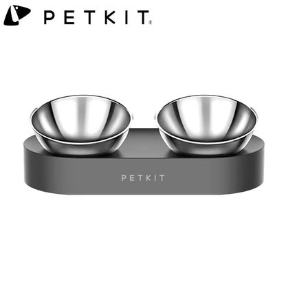 PETKIT Adjustable Double Pet Bowl Feeder – Branded Stainless Steel Bowls with Tilted Design for Small Dogs & Cats