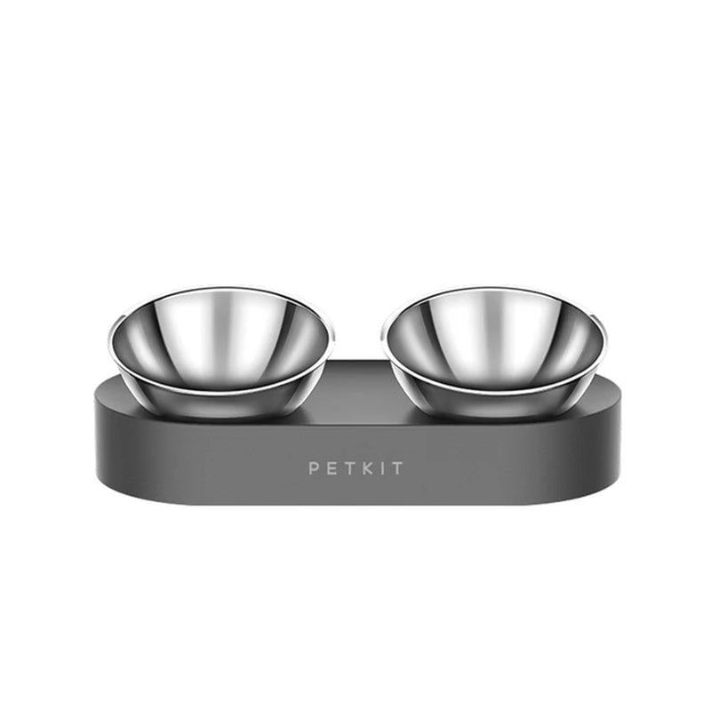 PETKIT Adjustable Raised Double Pet Feeder – Stainless Steel Tilted Bowls for Cats & Small Dogs on Non-Slip Base