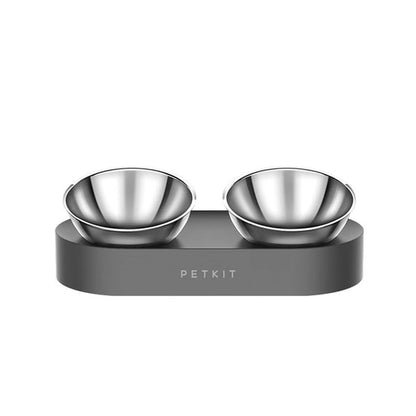 PETKIT Adjustable Raised Double Pet Feeder – Stainless Steel Tilted Bowls for Cats & Small Dogs on Non-Slip Base
