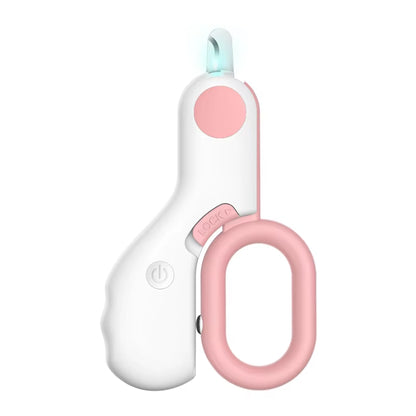 Pink LED Pet Nail Clipper – Safe Cat & Dog Grooming Tool with Safety Lock and Ergonomic Grip
