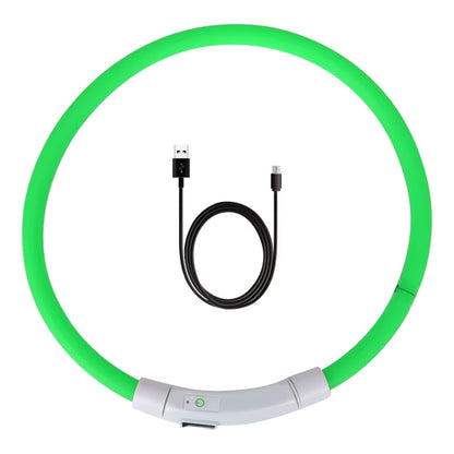 Rechargeable LED Dog Safety Collar in Green with USB Charging Cable – Adjustable Night Visibility Pet Collar