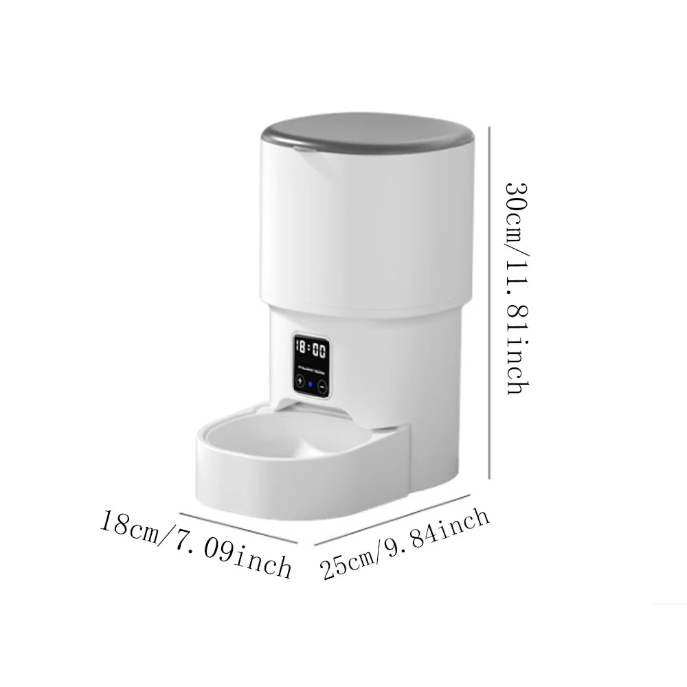 4L Smart WiFi Pet Feeder with LED Display – Auto Cat & Dog Feeder with Timer, 30x25x18cm Size Dimensions Shown