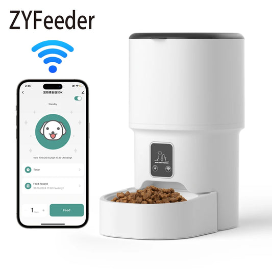 Smart WiFi Automatic Pet Feeder – 4L Cat & Dog Food Dispenser with Mobile App Timer and Portion Control