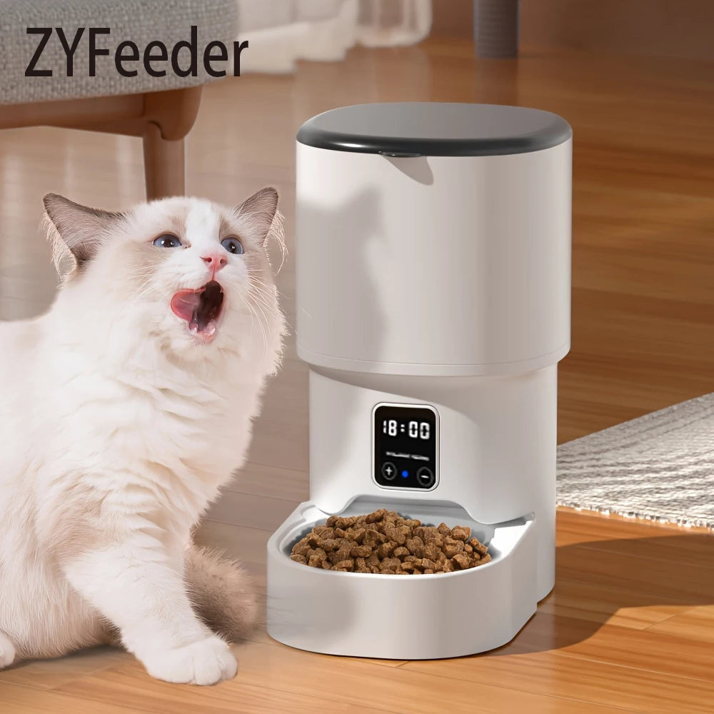 WiFi Smart Pet Feeder with LED Display – Automatic 4L Cat & Dog Food Dispenser, Timer Feeding with Happy Cat